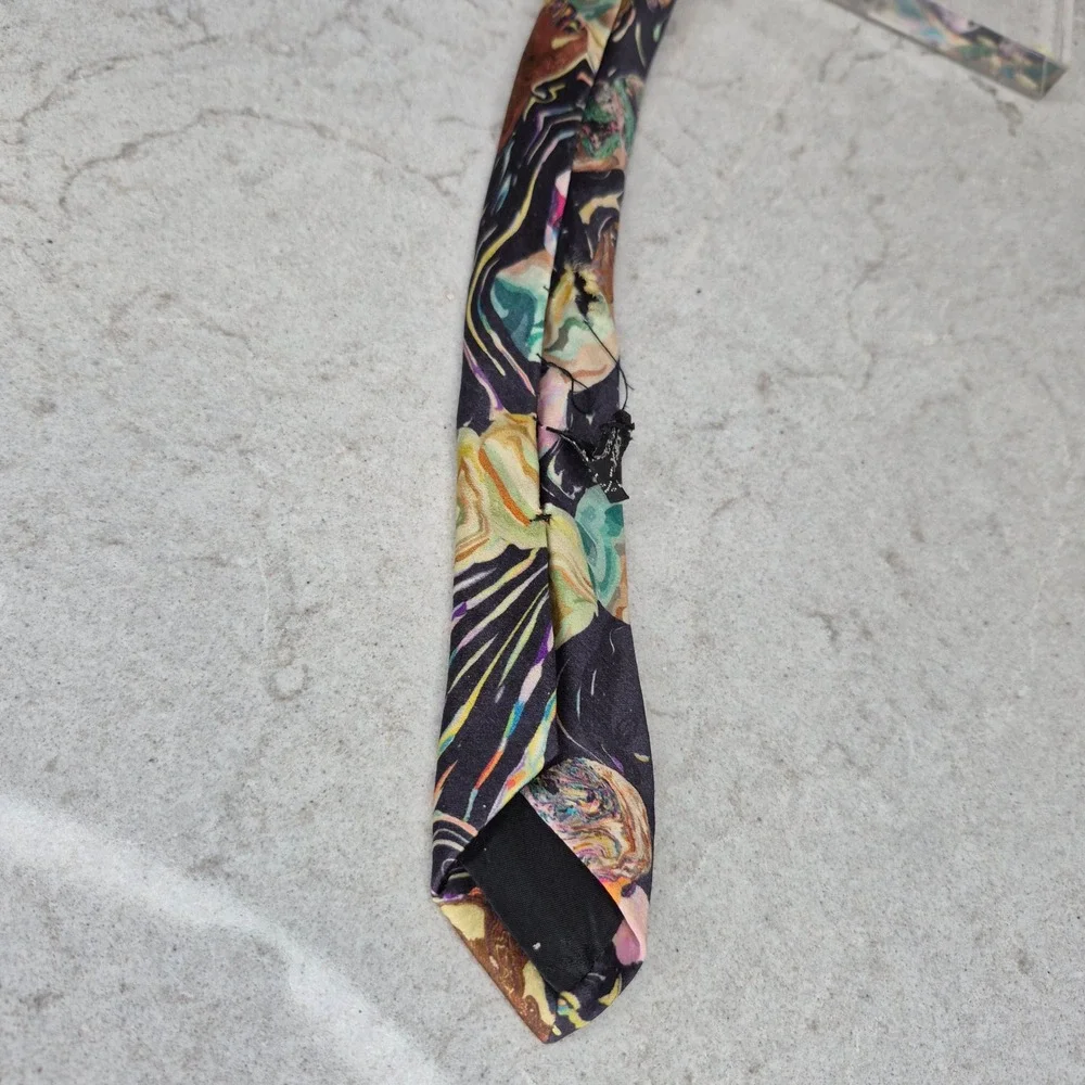 Brioni‎ Necktie Abstract Psychedelic Marbled Silk Multicolor Mens